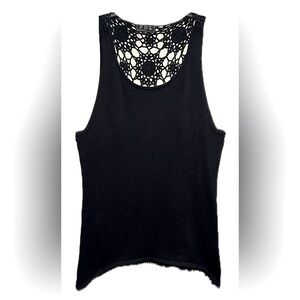 Black open-knit crochet back top